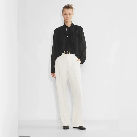 NWT Aritzia Wilfred Evelyn Pant in White Size 6 High Rise Wide Leg Pants